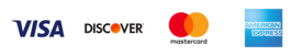 We accept Discover, VISA, Mastercard, AMEX