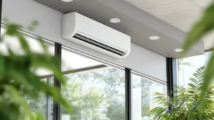 Modern air conditioning system in home interior.