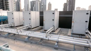 commercial heating elements on a roof top of a building